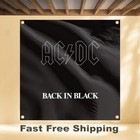 Ac dc Black In Black 4 x4  Banner Album Cover Art Fabric Poster Flag Tapestry