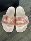 Puma X Fenty Pink Faux Fur Slides Original Box Good Pre-owned Condition Size 7 5