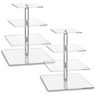 4 Tier Cup Cake Tower Stand Clear Square Dessert Treat Display Cupcake Holder