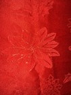 Holiday Rectangular Tablecloth Poinsettia Gold Red Holly Embroidered 8    X 5   