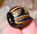 Antique Venetian Lampwork Semi Feathered Italian Stripe Eye Bead  African Trade