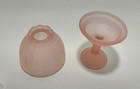 Vintage Frosted Satin Pink Fairy Lamp 6   h Soft Pink Highly Collectible 2-pc