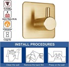 Gold Adhesive Hooks 15lb  max   Non Tarnish Sticky For Hanging 