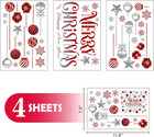 9 Sheets Red Glitter Snowflake Window Clings  Christmas Holiday Decor