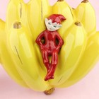 Vintage Gilner California Pottery Red Pixie Elf On Bunch Of Bananas Wall Pocket
