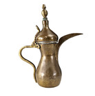 19th C Saudi Bedouin Dallah Arabic Coffee Pot Handmade Brass Tin Lined 11 