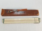 Antique K e  keuffel Esser  4092-3 Slide Rule W metal Cursor Bars Leather Case