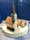 Vintage Light Up Ceramic Base W church   Nativity Scene Custom Design 