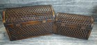 2 Handmade Woven Bamboo Nesting Storage Trunk Chest Treasure Box Boho Tiki Decor
