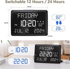 Raynic Digital Clock  11 5  Large Display Calendar 11 5 Inches  White Font