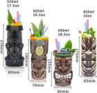 Tiki Mugs Cocktail Set Of 4 - Large Tumblers Ceramic Hawaiian Luau Party