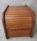 Vtg Kalmar Design Teak Wood Roll Top Storage Box Desk Recipe Box Cd Floppy Disks