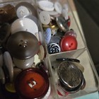 Vintage Case  Mixed Lot Of Buttons Collection Leather  Wood  Plastic  Metal More