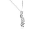 14k White Gold  1 2 Ct Tw Real Diamond Journey Pendant Necklace  3 4 Inch Tall 