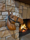 Large Ceramic Horse Head Wall Plaque     Dimensional Equestrian Decor