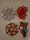 4pc Classy Large Stunning Rhinestone Flower Bouquet Brooch Pin Lot Ca Usa E247-1