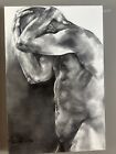 Original Human Figure Charcoal Drawings - 2  X 3  - Risqu   Nude Male