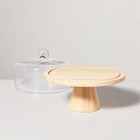 11 5  Wooden Cake Stand With Glass Cloche - Hearth   Hand With