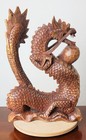 Wooden Hand Carved Dragon Handmade Sculpture Statue Decor Figurine Art 13 Inches