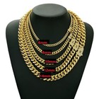 Stainless Steel 14k Gold Plated Miami Hip Hop Cuban Link Chain Necklace Bracelet