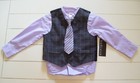 Van Heusen 4 Pc Purple Gray Black Shirt Vest Tie  Pants Easter Suit Outfit 24m