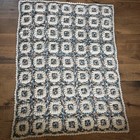 Vintage Handmade Crochet 3d Red Rose Afghan Blanket Granny Square 105   X 60 