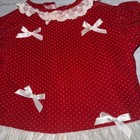 Vintage Red  white Velvet Ruffle Lace Bows Dress Baby Girl 12 Mo Holiday       party