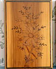 Vintage Wood Burned Floral Wall Art Pair Signed 1984 Cottagecore Pyrography Boho