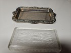 Vintage Silverplate   Cut Glass Butter Dish