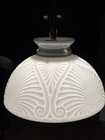 Vintage Hanging Ceiling Fixture Lamp With Designed Milk Glass Shade - 11 5   