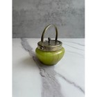 Antique English Art Glass Biscuit Jar With Silver Plate Lid   Handle Green Glass