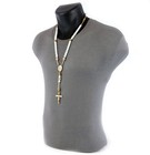 Rosary 10 Mm Bead Guadalupe   Jesus Cross 29  Black Necklace Hr 400