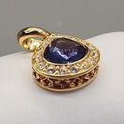 Vintage Nolan Miller Pendant Purple Rhinestone Teardrop Gold Tone 18mm