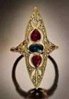 2ct Ruby   Emerald Vintag Antique Art Deco Cocktail Ring 14k Yellow Gold Plated