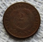 1872 2 Cent Piece Rare Key Date Two Cent Piece Bold Date Cleaned Hole Filler