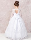 Flower Girls Dress Lace Applique White Long Sleeve Communion Ball Gowns 6-7y