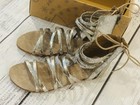 Free People Juliette Wrap Sandals Crackle Silver Gladiator Shoes Women   s Size 38