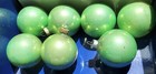Rare Retro 1950 s Glass Christmas Ornaments  7 Chartreuse Green  Mcm Beauties 