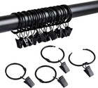 Metal Curtain Rings With Clips 36 Pack Black Openable 1 22  Fits 1  Rod