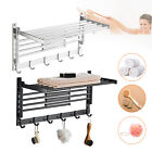 Swivel Towel Rack Rail Holder Storage Shelf Organizer With Towel Hook Wall Mount