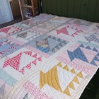 Vintage Hand Sewn Cotton Berry Basket Patchwork Quilt