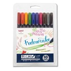 Brush Pen Set - Hard Tip  10 Vibrant Colors For Calligraphy   Art Projects