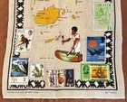 Stamps Of Fiji Flax Linen Tea kitchen Towel Topographical Souvenir Never Used