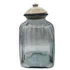 Hand Blown Glass Canister Jar W Lid Blue Tint Bubble Glass Apothecary 10 75 