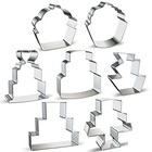 Comais Cake Shaped Cookie Cutters Set Stainless Steel 7pcs Birthday Wedding
