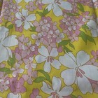 Vtg Queen Flat Sheet Pink Yellow Groovy Flower Power 60-70s Fieldcrest Ideal Euc
