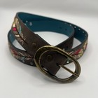 Catchfly Studio Southwest Belt Girl s Xl Brown Multicolor Feathers Boho Festive