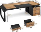 70 9  Executive Desk With File Cabinet  Large Computer Desk For Home Office