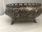 800 Silver Bowl Reticulated Repousse Gilded 3 Footed  297grams 