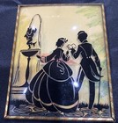 Antique Silhouette Painted On Convex Glass  Pair Of 4 x5    lot Of 2 - Q